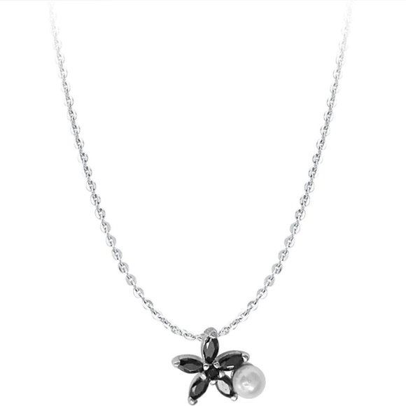 *NEW 925 Sterling Silver Pearl Flower Necklace - Picture 5 of 5